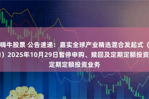 嗨牛股票 公告速递：嘉实全球产业精选混合发起式（QDII）2025年10月29日暂停申购、赎回及定期定额投资业务