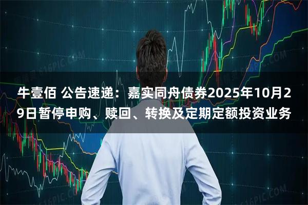牛壹佰 公告速递：嘉实同舟债券2025年10月29日暂停申购、赎回、转换及定期定额投资业务
